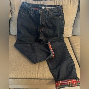 Lands' End Men's Dark Plaid Flannel Jeans